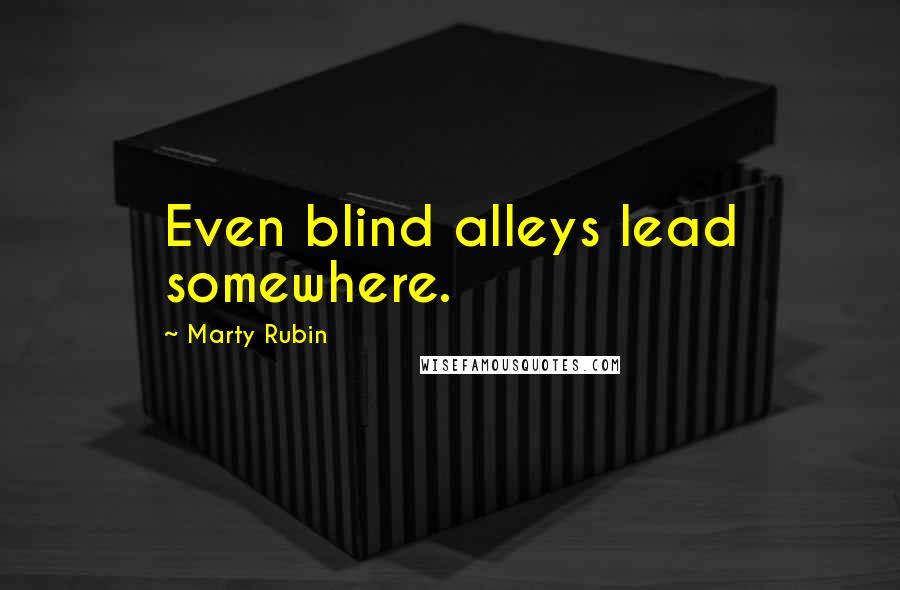 Marty Rubin Quotes: Even blind alleys lead somewhere.