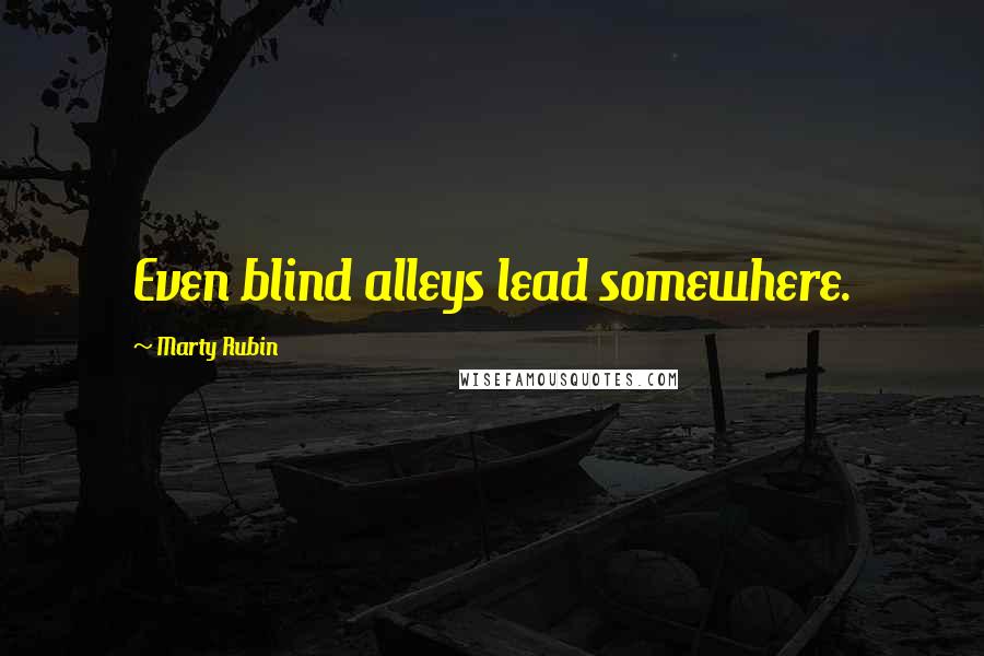 Marty Rubin Quotes: Even blind alleys lead somewhere.