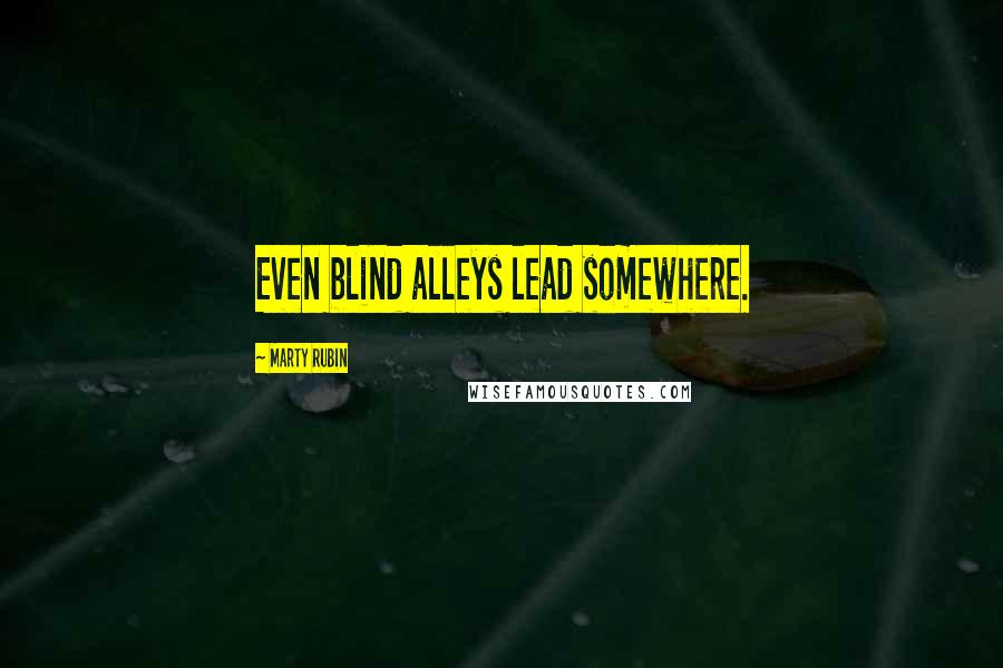 Marty Rubin Quotes: Even blind alleys lead somewhere.