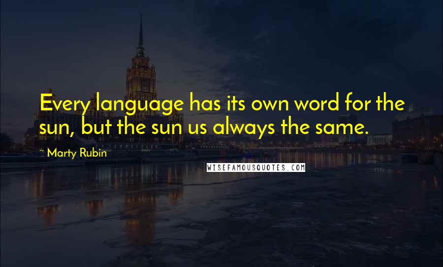 Marty Rubin Quotes: Every language has its own word for the sun, but the sun us always the same.
