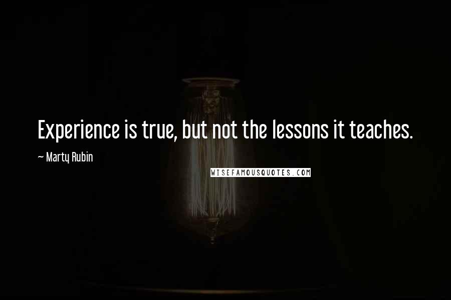 Marty Rubin Quotes: Experience is true, but not the lessons it teaches.