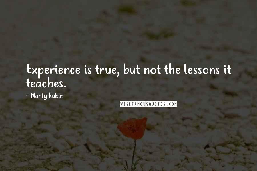 Marty Rubin Quotes: Experience is true, but not the lessons it teaches.