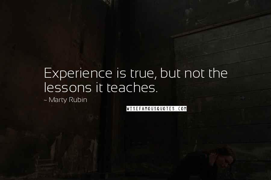 Marty Rubin Quotes: Experience is true, but not the lessons it teaches.