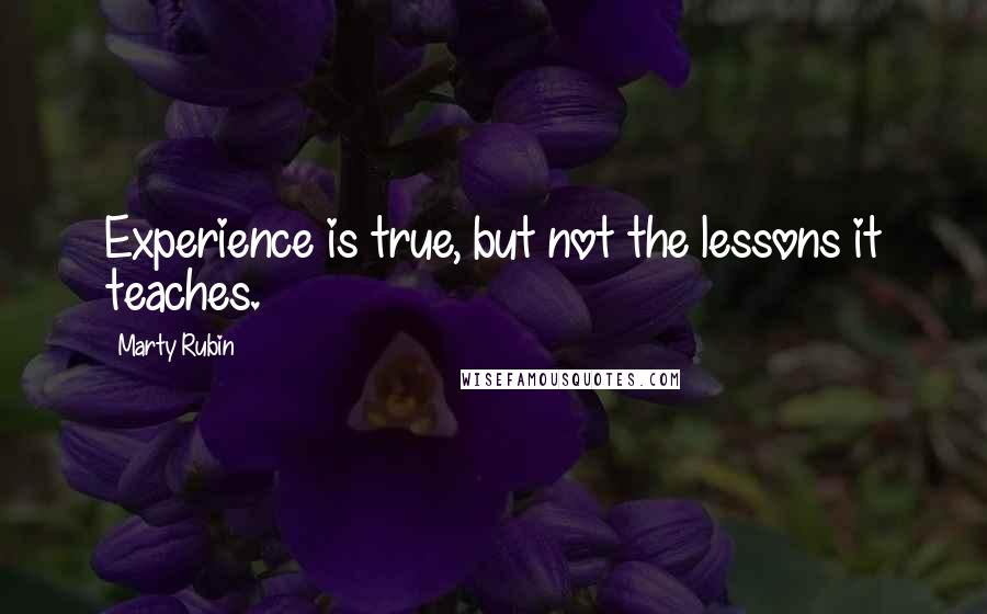 Marty Rubin Quotes: Experience is true, but not the lessons it teaches.