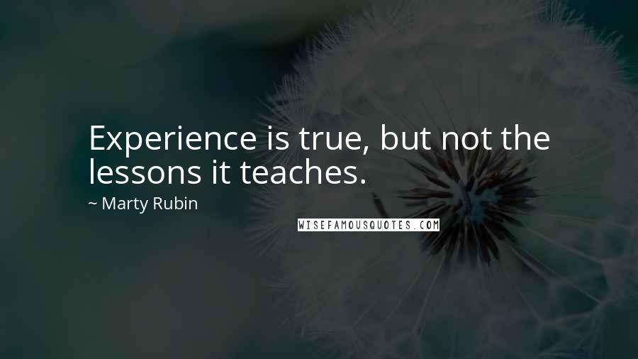 Marty Rubin Quotes: Experience is true, but not the lessons it teaches.