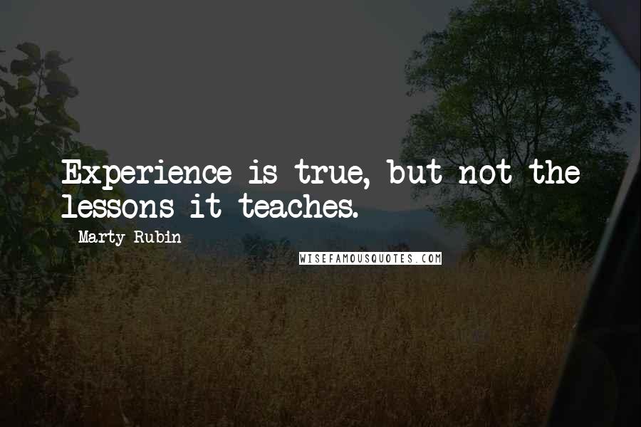 Marty Rubin Quotes: Experience is true, but not the lessons it teaches.