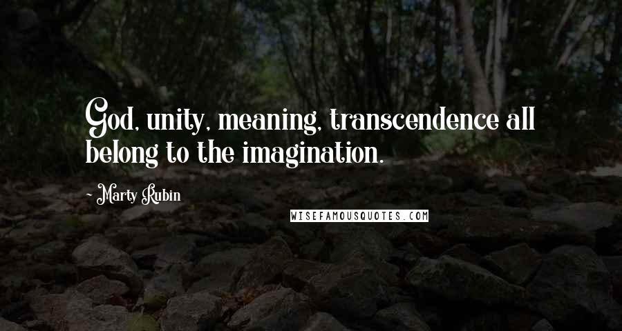 Marty Rubin Quotes: God, unity, meaning, transcendence all belong to the imagination.