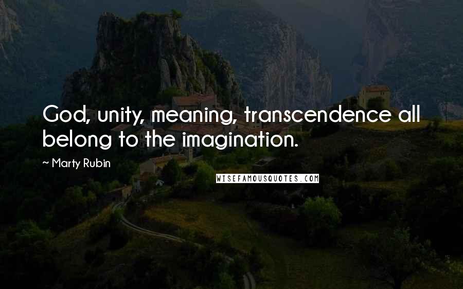 Marty Rubin Quotes: God, unity, meaning, transcendence all belong to the imagination.