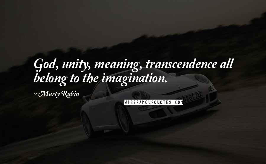 Marty Rubin Quotes: God, unity, meaning, transcendence all belong to the imagination.