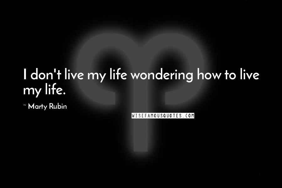 Marty Rubin Quotes: I don't live my life wondering how to live my life.