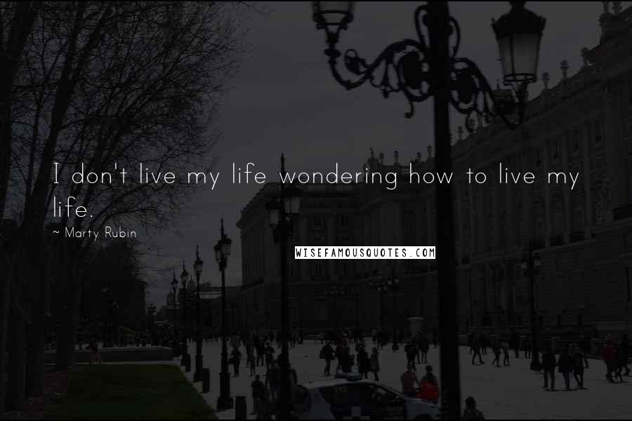 Marty Rubin Quotes: I don't live my life wondering how to live my life.