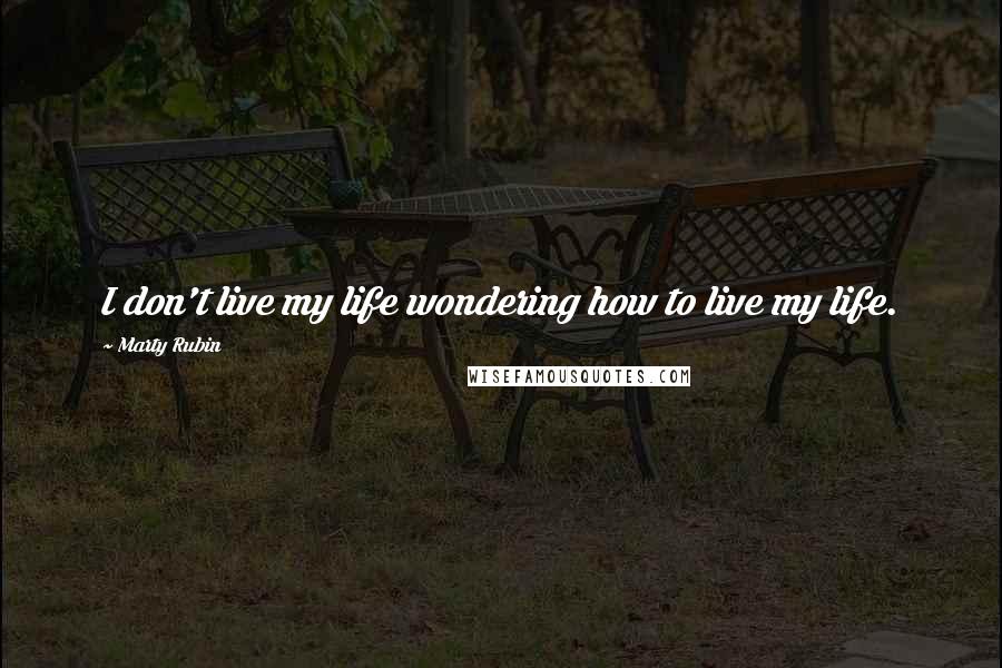 Marty Rubin Quotes: I don't live my life wondering how to live my life.