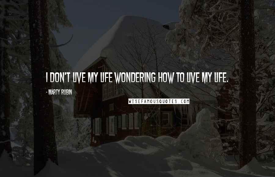 Marty Rubin Quotes: I don't live my life wondering how to live my life.