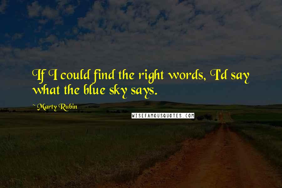 Marty Rubin Quotes: If I could find the right words, I'd say what the blue sky says.