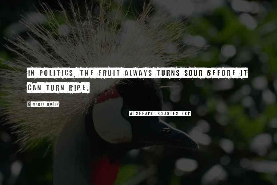 Marty Rubin Quotes: In politics, the fruit always turns sour before it can turn ripe.