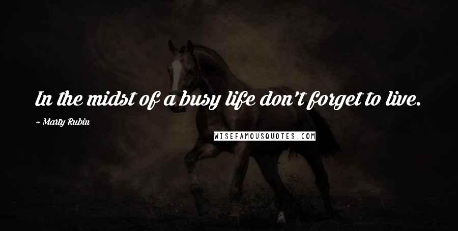 Marty Rubin Quotes: In the midst of a busy life don't forget to live.