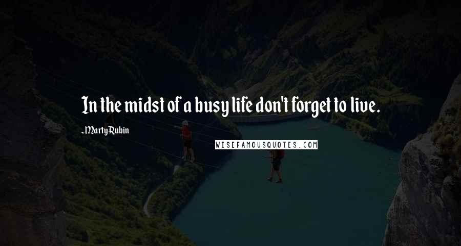 Marty Rubin Quotes: In the midst of a busy life don't forget to live.