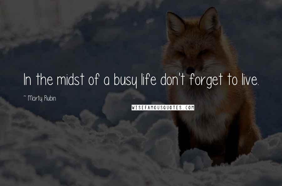 Marty Rubin Quotes: In the midst of a busy life don't forget to live.