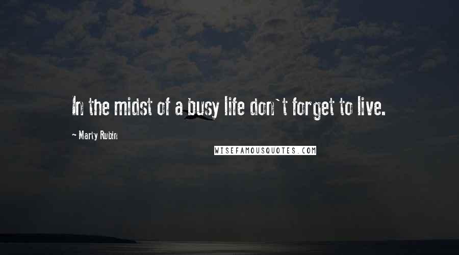 Marty Rubin Quotes: In the midst of a busy life don't forget to live.