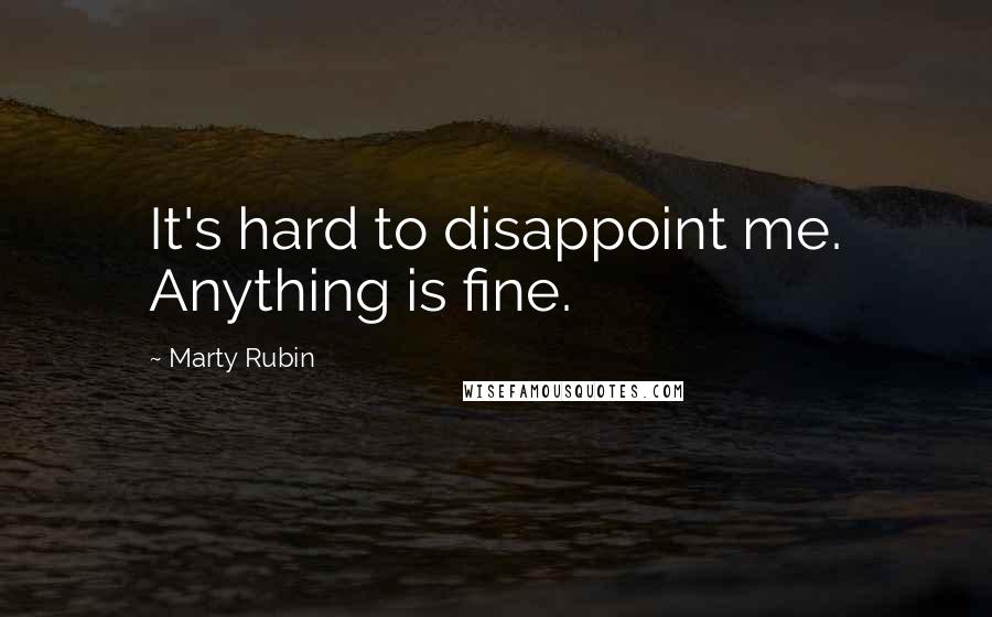 Marty Rubin Quotes: It's hard to disappoint me. Anything is fine.