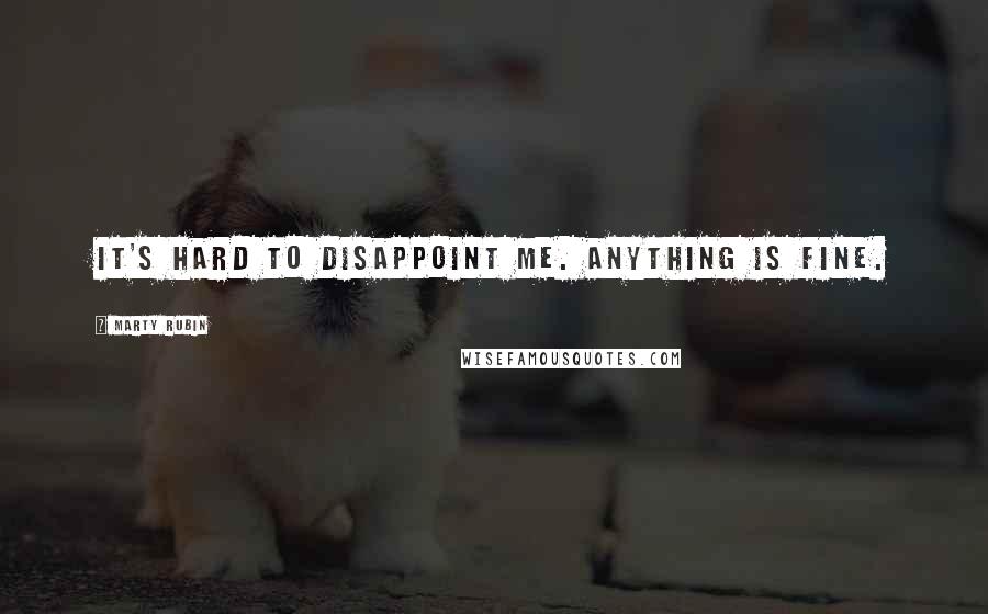 Marty Rubin Quotes: It's hard to disappoint me. Anything is fine.