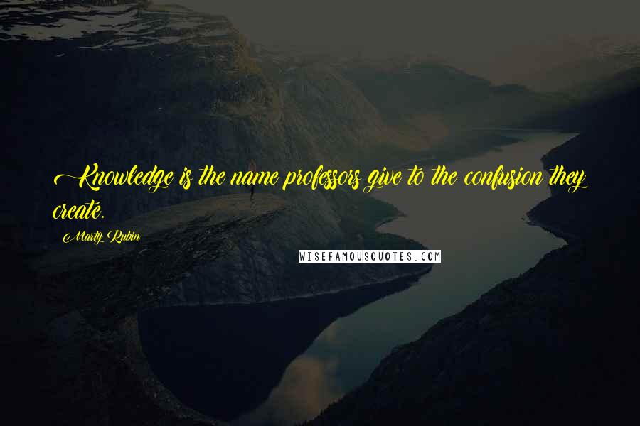 Marty Rubin Quotes: Knowledge is the name professors give to the confusion they create.
