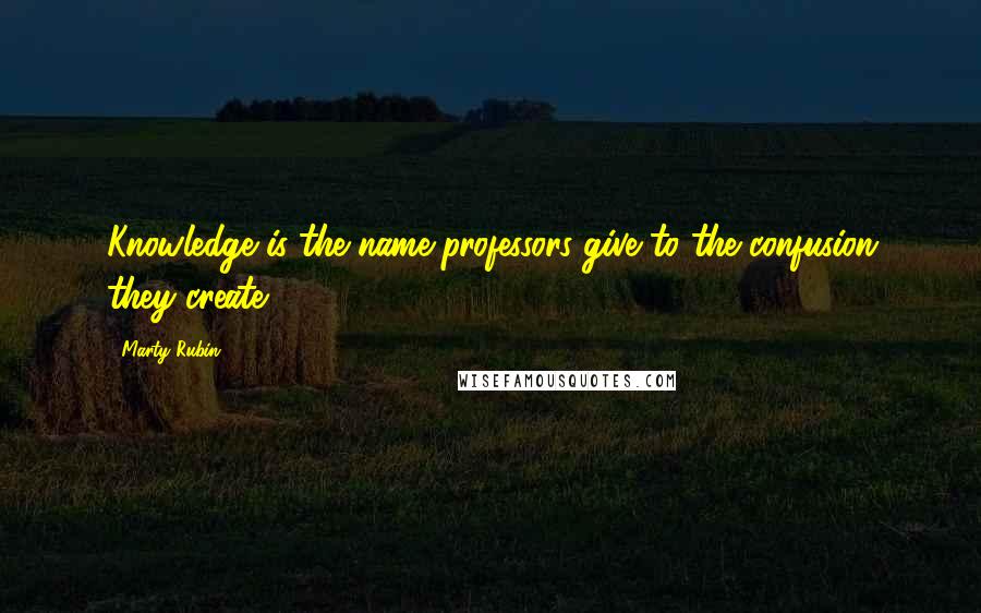Marty Rubin Quotes: Knowledge is the name professors give to the confusion they create.