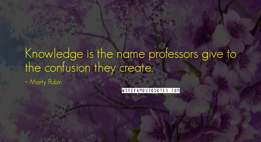 Marty Rubin Quotes: Knowledge is the name professors give to the confusion they create.