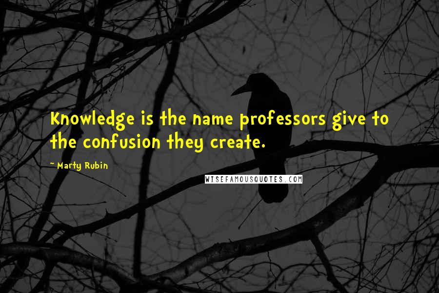 Marty Rubin Quotes: Knowledge is the name professors give to the confusion they create.