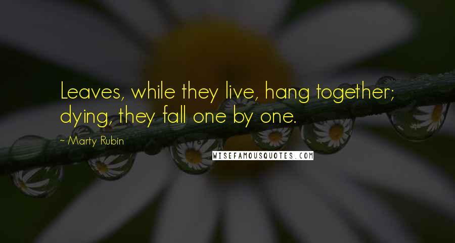 Marty Rubin Quotes: Leaves, while they live, hang together; dying, they fall one by one.