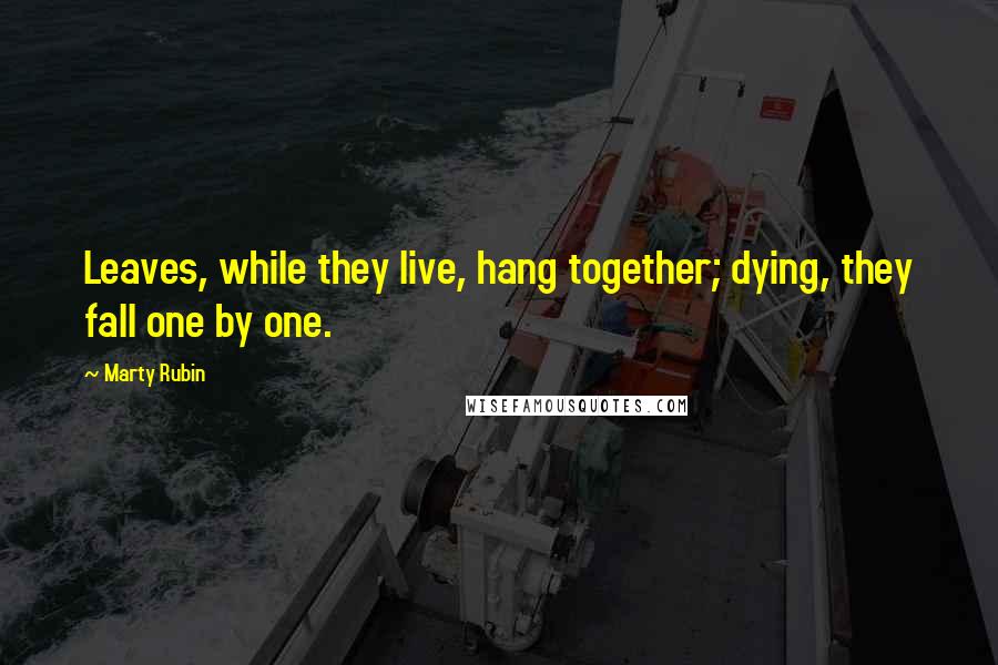 Marty Rubin Quotes: Leaves, while they live, hang together; dying, they fall one by one.