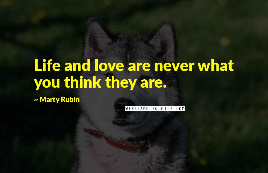 Marty Rubin Quotes: Life and love are never what you think they are.