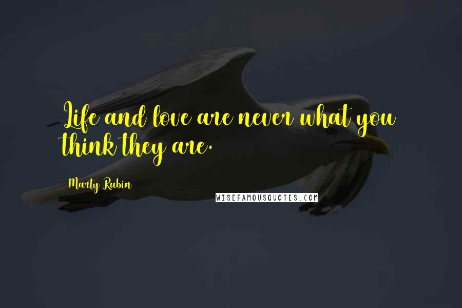 Marty Rubin Quotes: Life and love are never what you think they are.