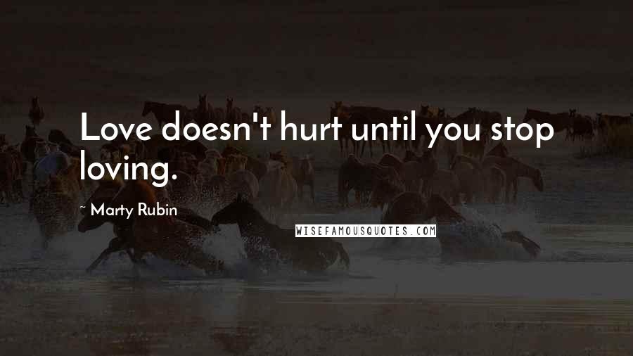 Marty Rubin Quotes: Love doesn't hurt until you stop loving.
