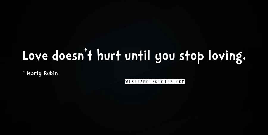 Marty Rubin Quotes: Love doesn't hurt until you stop loving.