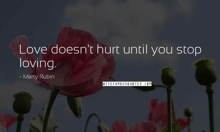 Marty Rubin Quotes: Love doesn't hurt until you stop loving.