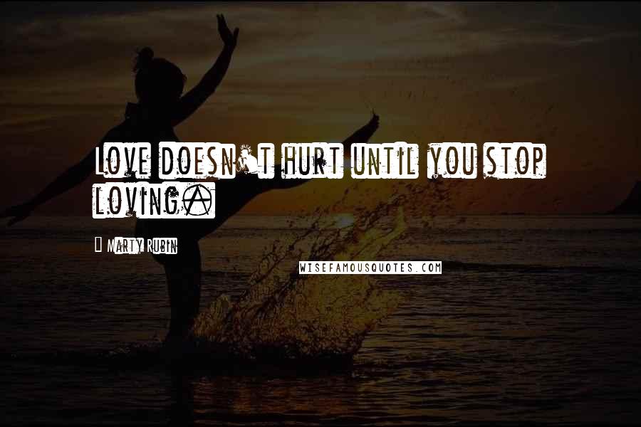 Marty Rubin Quotes: Love doesn't hurt until you stop loving.