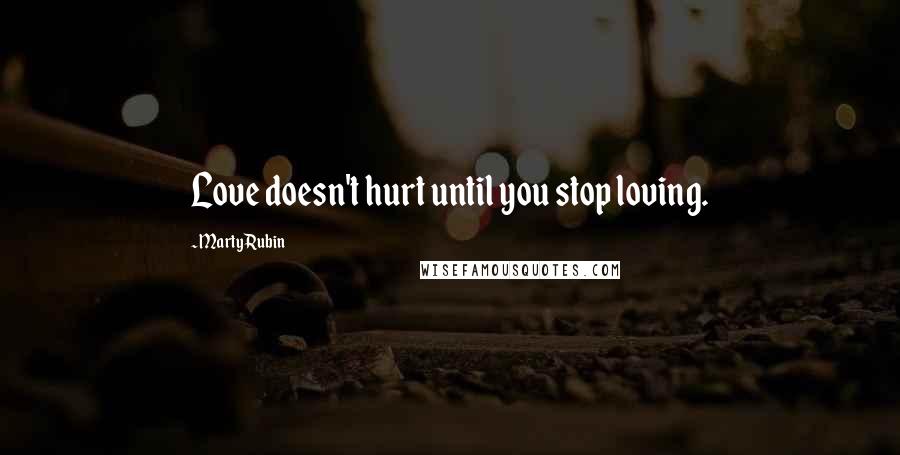 Marty Rubin Quotes: Love doesn't hurt until you stop loving.