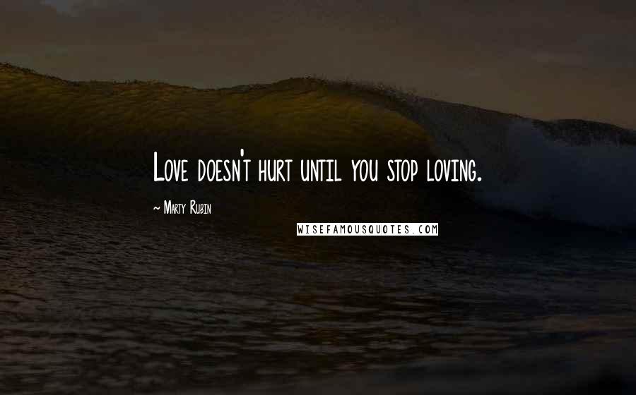 Marty Rubin Quotes: Love doesn't hurt until you stop loving.