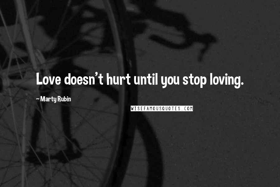 Marty Rubin Quotes: Love doesn't hurt until you stop loving.