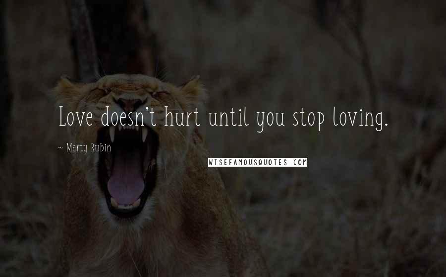 Marty Rubin Quotes: Love doesn't hurt until you stop loving.