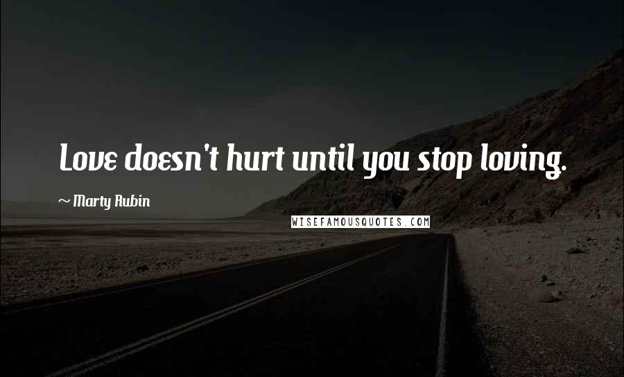 Marty Rubin Quotes: Love doesn't hurt until you stop loving.