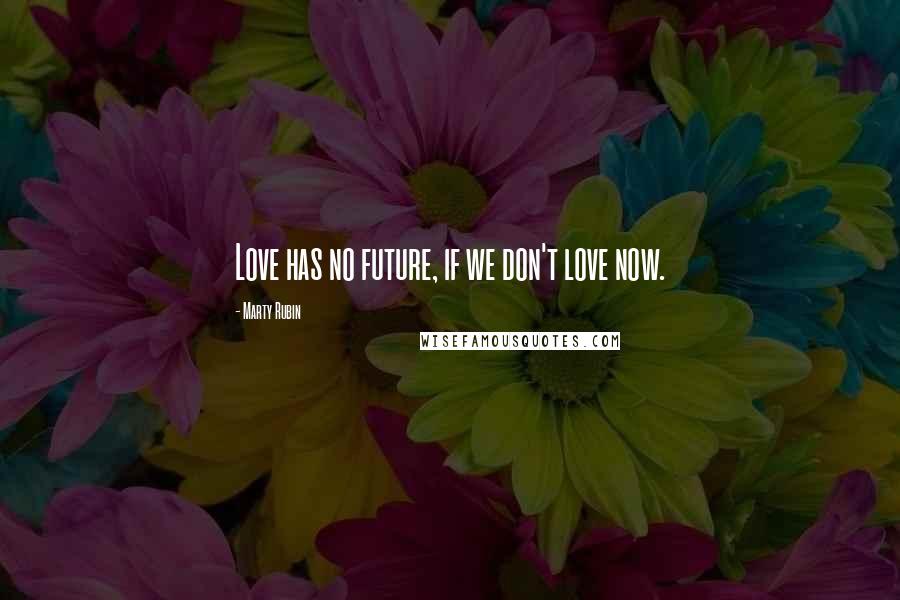 Marty Rubin Quotes: Love has no future, if we don't love now.