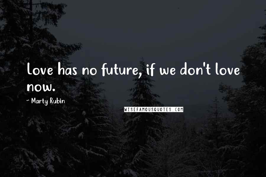 Marty Rubin Quotes: Love has no future, if we don't love now.