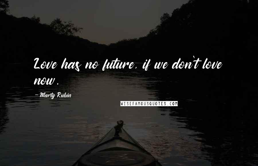 Marty Rubin Quotes: Love has no future, if we don't love now.