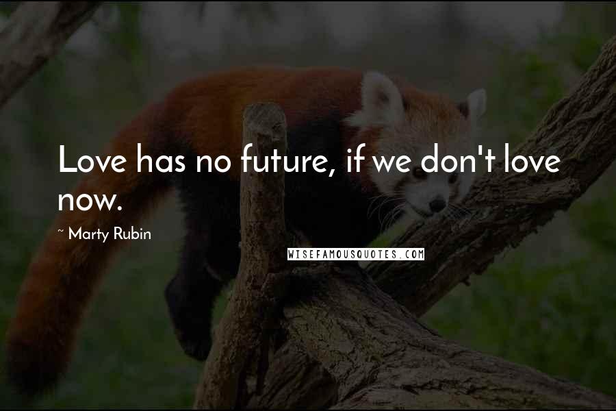 Marty Rubin Quotes: Love has no future, if we don't love now.
