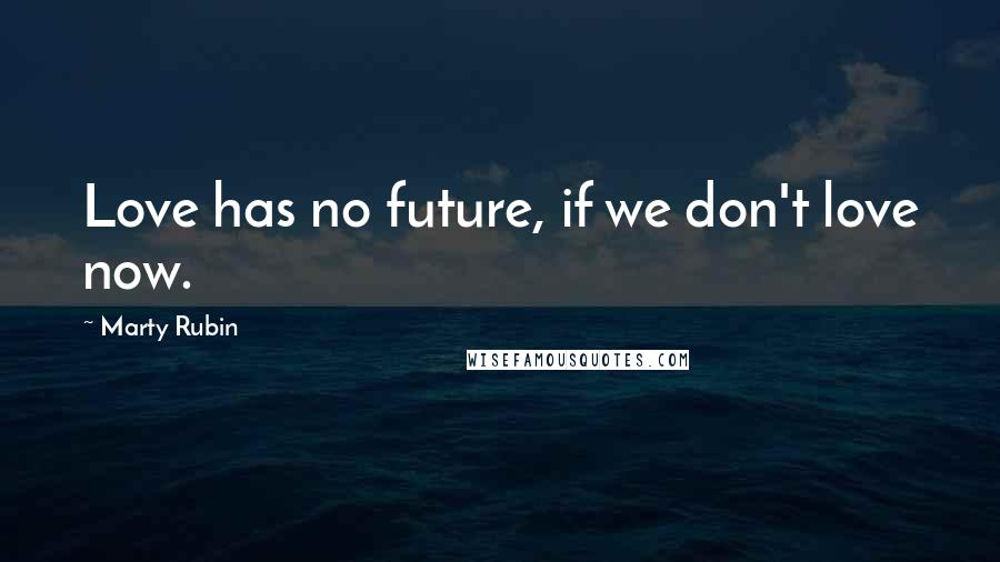 Marty Rubin Quotes: Love has no future, if we don't love now.