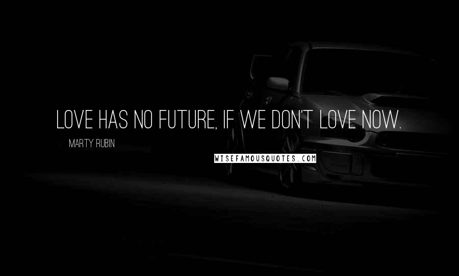 Marty Rubin Quotes: Love has no future, if we don't love now.