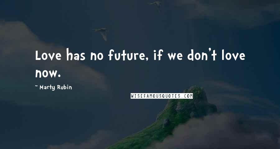 Marty Rubin Quotes: Love has no future, if we don't love now.