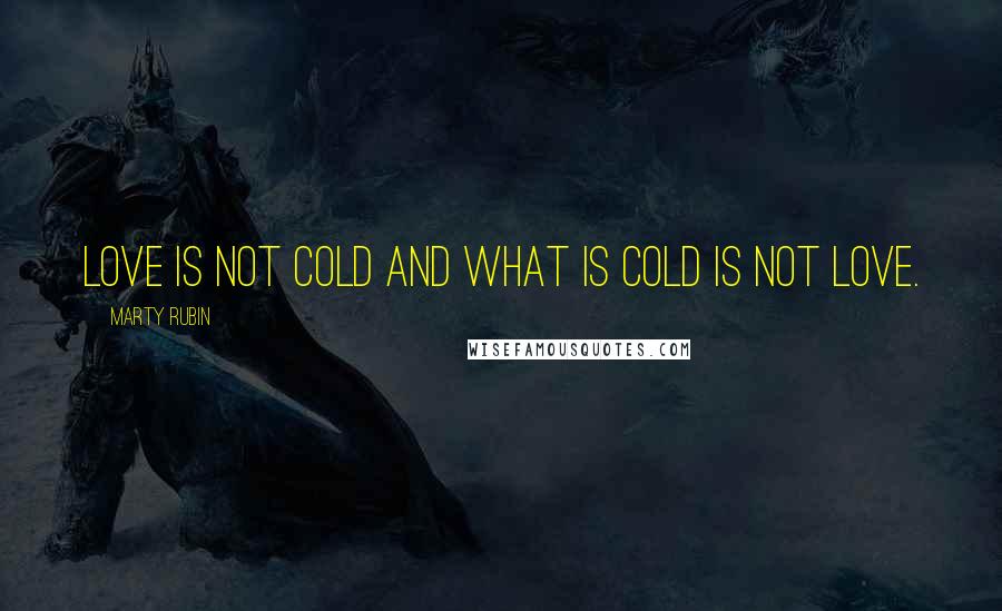 Marty Rubin Quotes: Love is not cold and what is cold is not love.